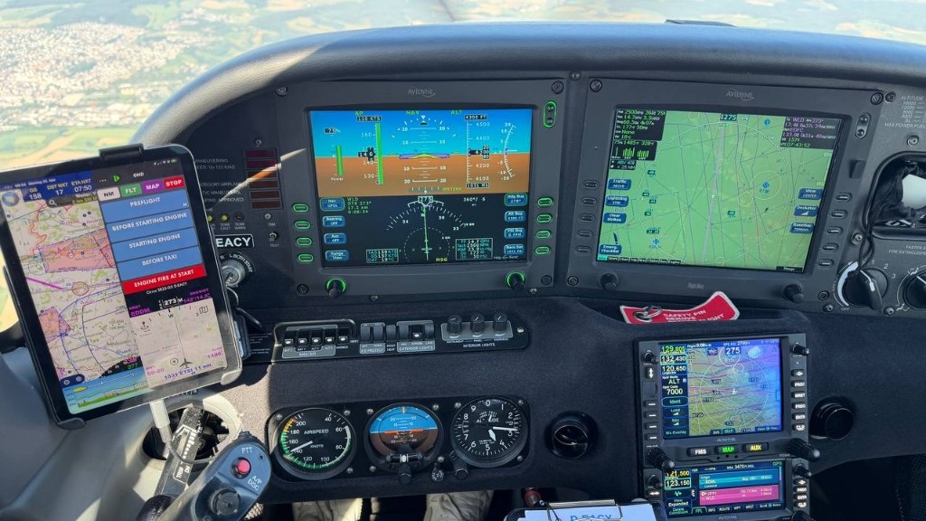 smartCHECK on a tablet in a glass-cockpit GA airplane during flight